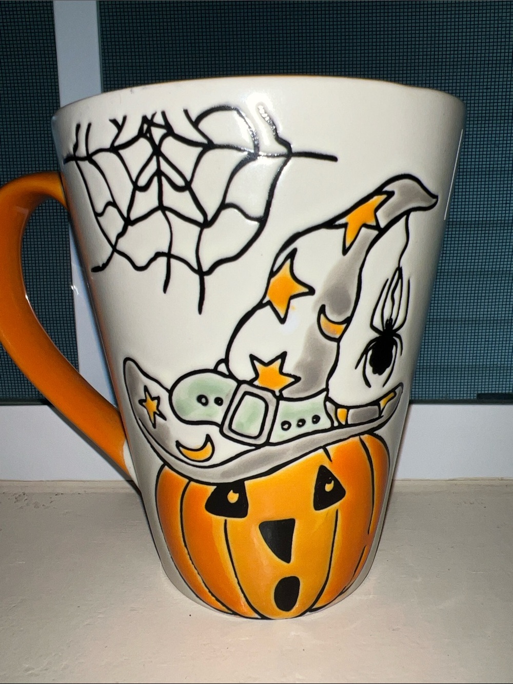 Halloween Pumpkin Witch Hat Ceramic Mug - Orange